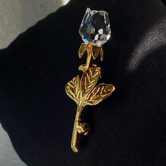 Swarovski Swan Clear Crystal Rose Gold Brooch Pin - Picture 2 of 12